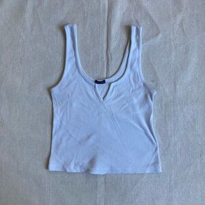 White Ribbed Tank Top